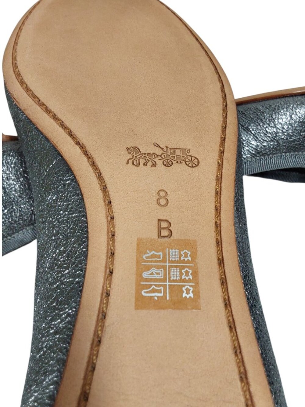Coach NIB Flatiron Metallic Gunmetal Ballet Flat Neutral/Luxury/Minimalist - 8 - Picture 11 of 12